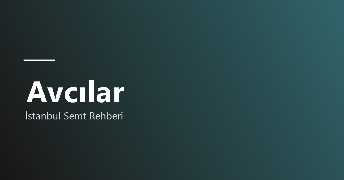 Avcılar semt rehberi